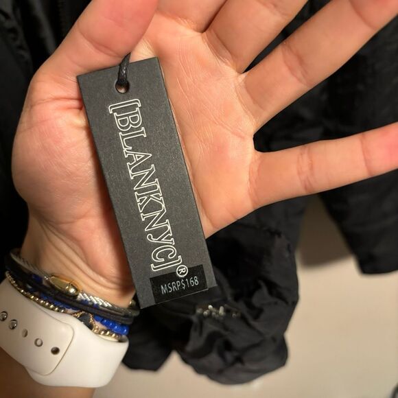 NWT Blank NYC Fair Shake Hooded Jacket Mixed Media Black- Size Medium - Picture 12 of 15